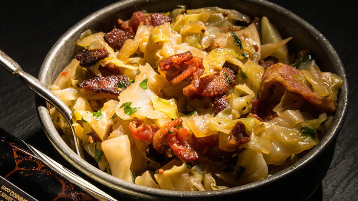 BEER-BRAISED CABBAGE WITH BACON