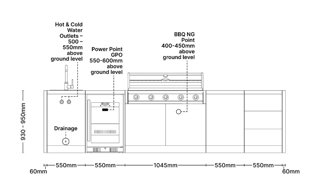 Pre-Configured PRO Series Outdoor BBQ Kitchen - Cabinex CAB05
